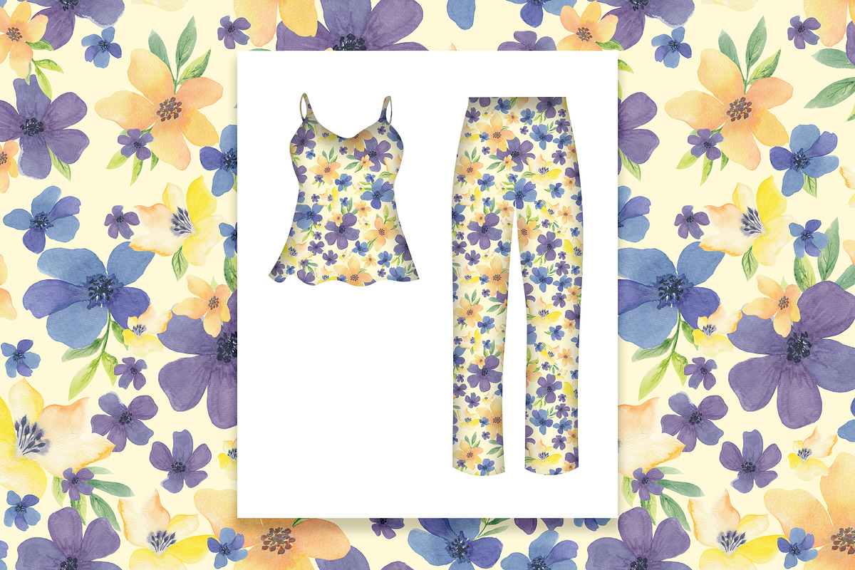 Watercolor Romantic Flower Patterns, a Pattern Graphic by Oksana Dovhopol Art (Photo 3 of 15)