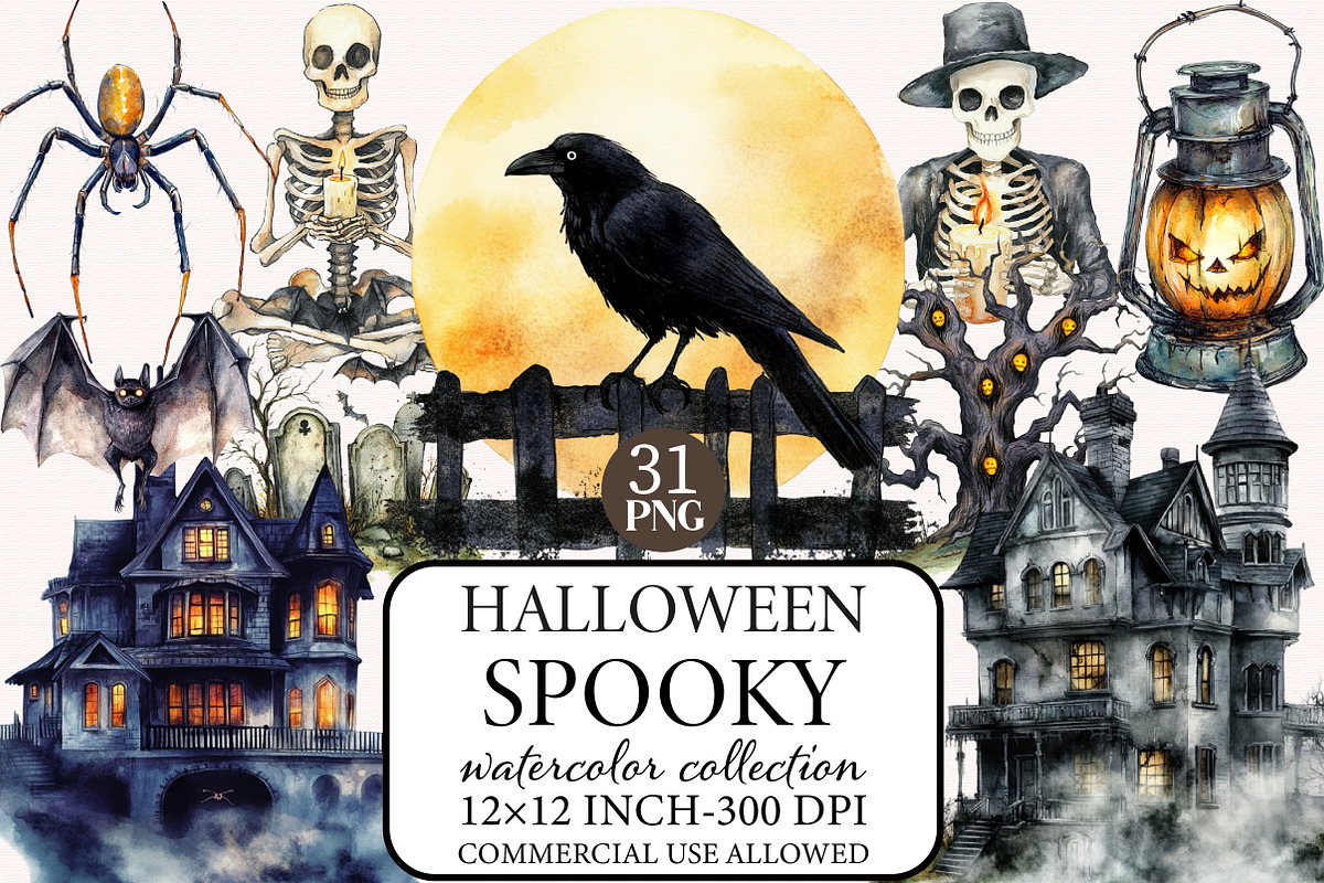 Spooky Halloween Clipart Bundle, an Illustration by Libby Wishes (Photo 1 of 7)