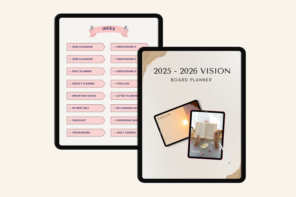 2025-2026 Digital Vision Board Plann, a Stationery Template by Designmela01 (Photo 4 of 8)