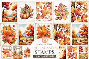 Fall Season Stamps PNG, an Illustration by SinaCreation