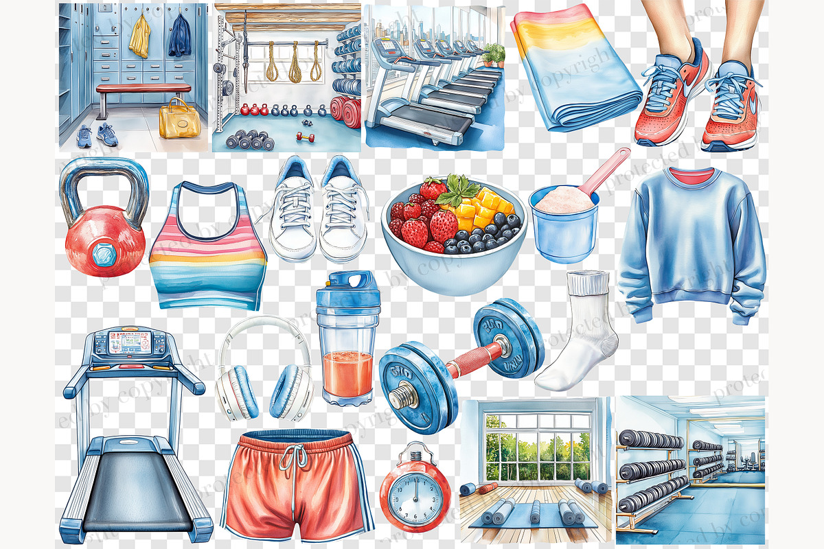 Fitness Girl Clipart Collection, a Sport Illustration by GlamArtZhanna (Photo 6 of 8)