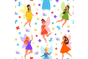 Magic Fairy Pattern. Cute Fairies