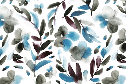 Cerulean, oxblood and black, a Pattern Graphic by Anya-D