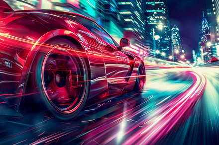 Neon Speed Rush ai, a Transportation Photo by Ocean Digital Art