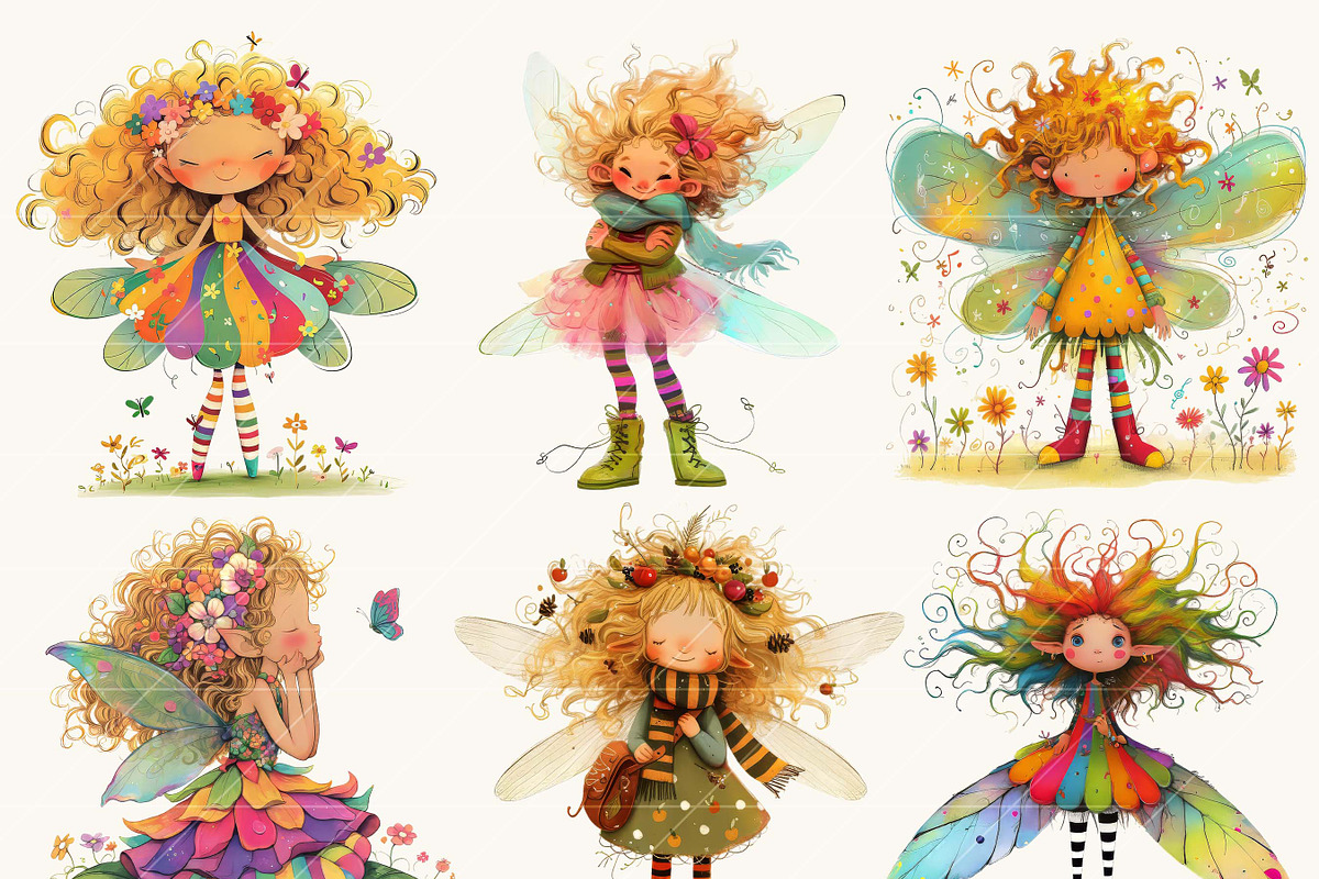 Watercolor Flower Fairy Girl Clipart, a Person Illustration by Design Scotch (Photo 3 of 7)