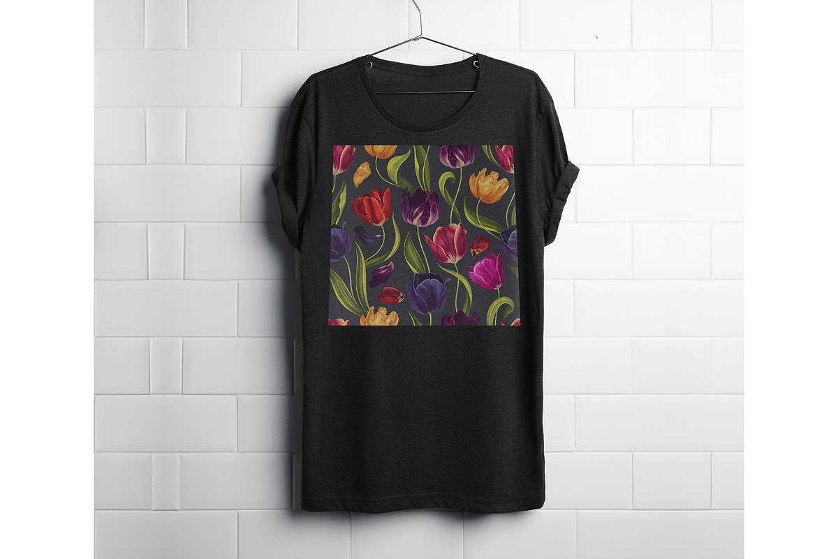 Multicolored Tulips Vector Pattern, a Pattern Graphic by MarynaPetrovska (Photo 13 of 13)