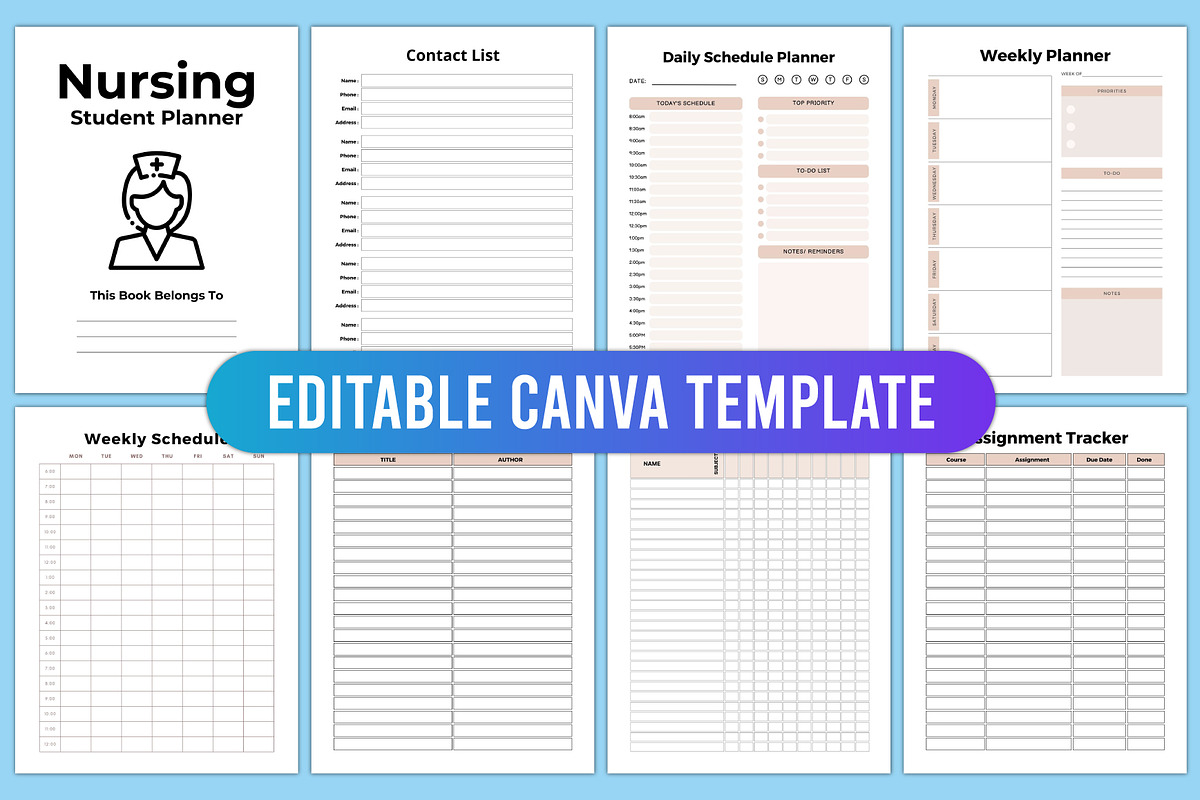 Editable Nursing Student Planner, a Stationery Template by Designmela01 (Photo 2 of 7)