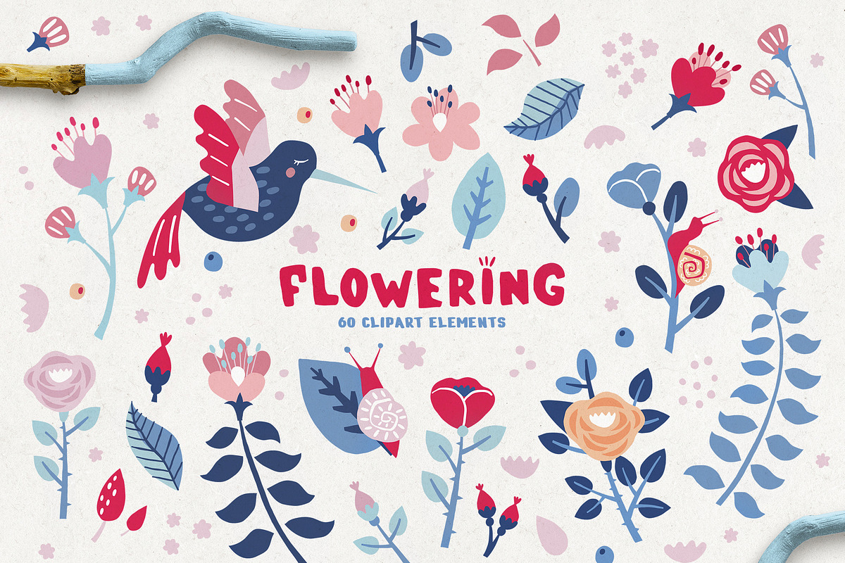 Flowering. Patterns and clipart., an Illustration by Lori Room (Photo 2 of 14)