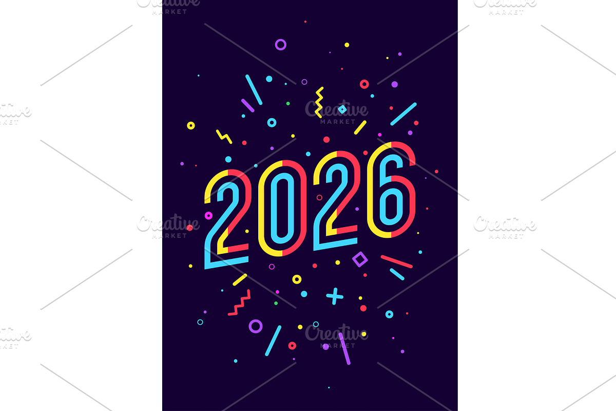 2026, Happy New Year. Greeting card, an Illustration by Foxys Graphic