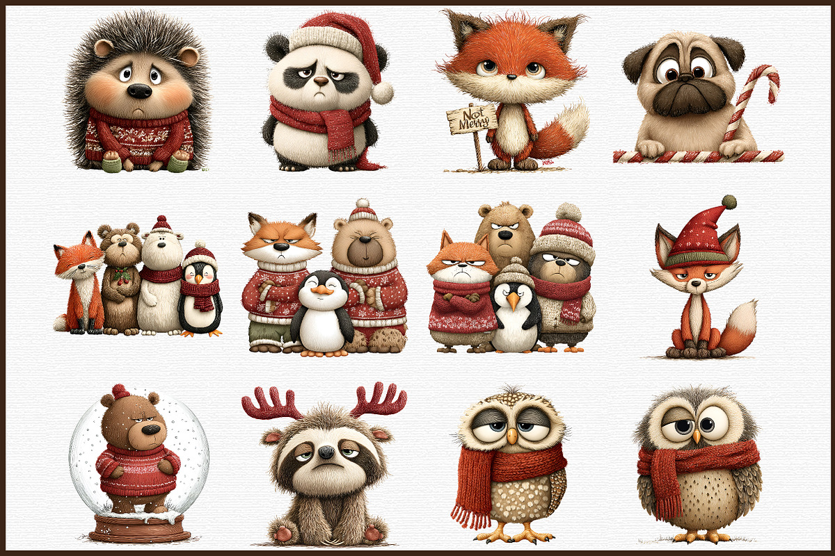 Whimsical Grumpy Animals Christmas P, an Illustration by Sublimation Artist (Photo 3 of 6)