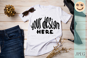 Women's T-shirt Mockup With Heels