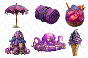 Creepy Summer Beach Clipart, an Illustration by Dream Creation (Thumbnail 4 of 6)