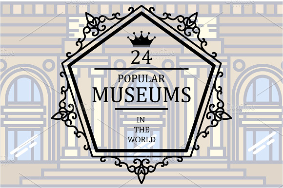 Famous world museums, thin line preview 3