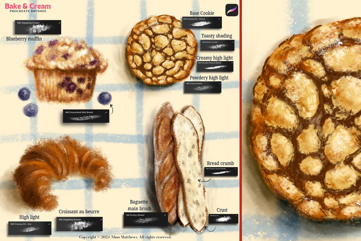 Procreate Food Brushes Bake & Cream, a Brush Add-On by Fashion Workshop Bkk (Photo 5 of 11)