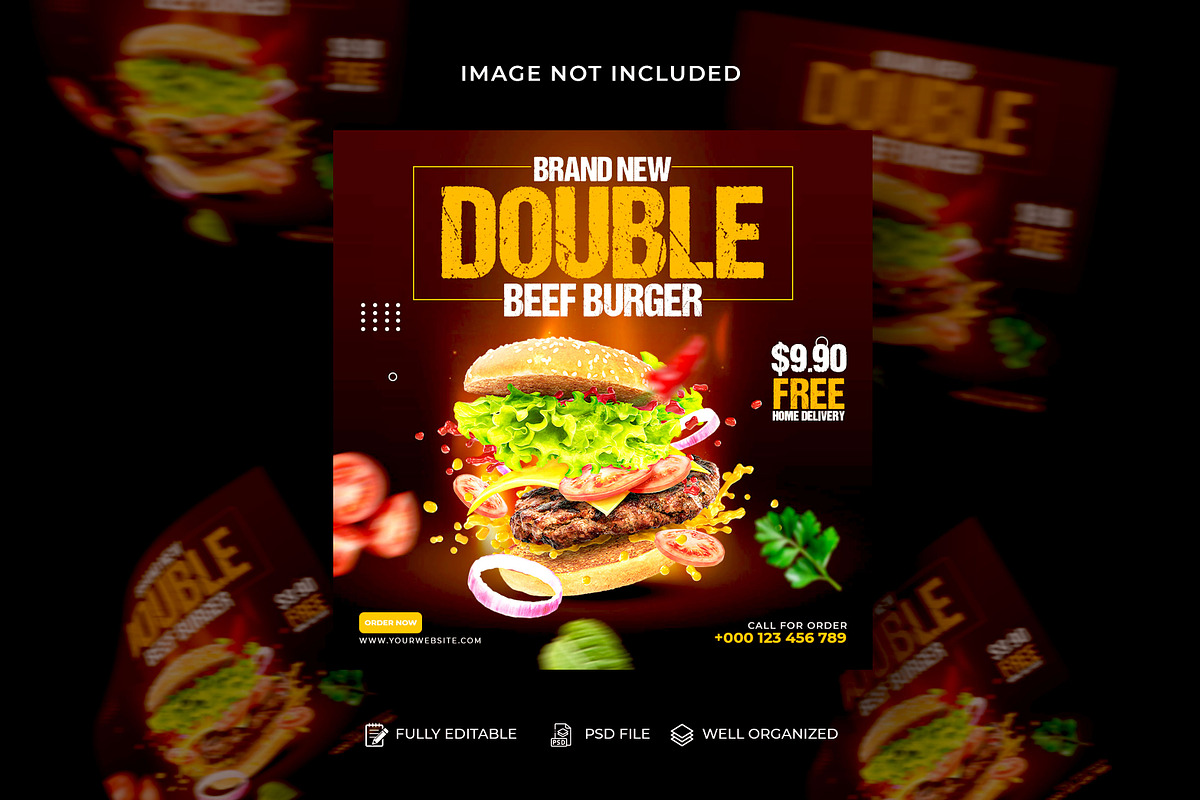 Food Social Media Post Design Bundle, a Social Media Template by Design Fly (Photo 13 of 16)