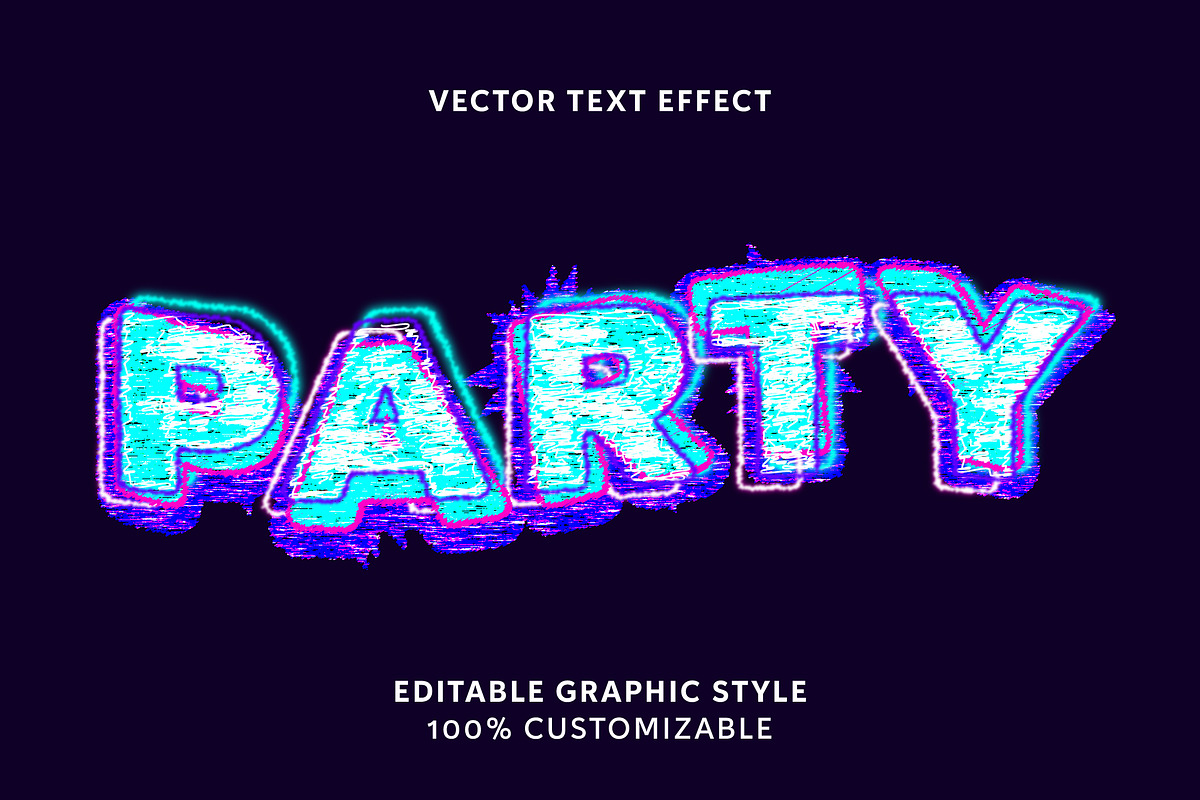 Neon Glitch Layered Text Effect