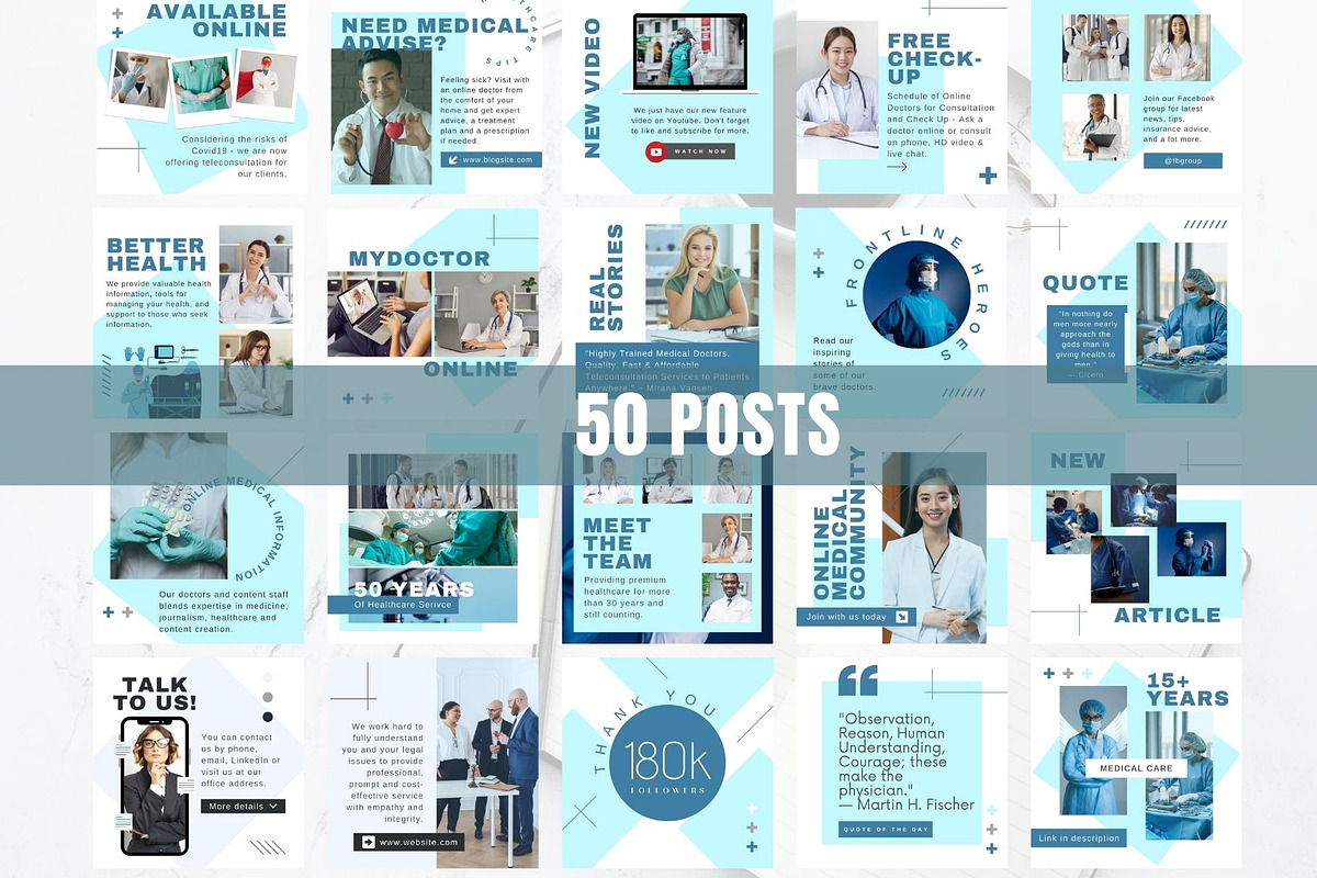 Medical Clinic Instagram Bundle, a Social Media Template by Kromatic Design Studio (Photo 2 of 10)
