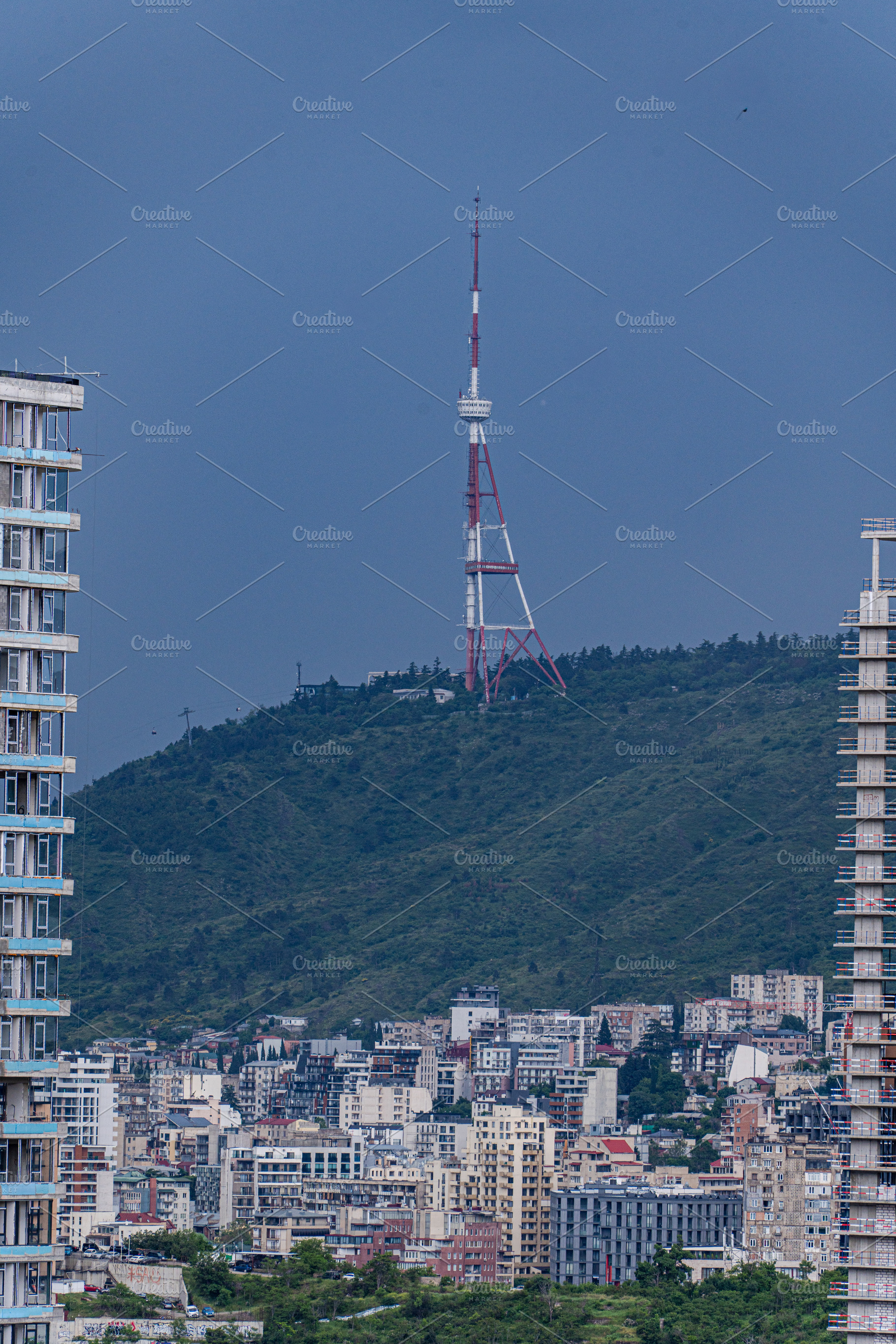 View to the tv tower over the Tbilisi city, an Architecture Photo by Anna Bogush