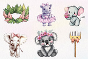 Cute Safari Party Animal watercolor, an Illustration by CreationArt (Thumbnail 3 of 9)