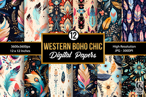 Western Boho Chic Digital Papers