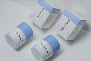 Cosmetic Jar & Box Packaging Mockup