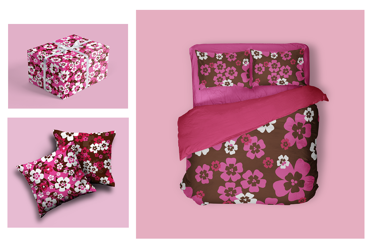 Seamless Pink & Red Tropical Florals preview 2