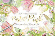 Pastel Pink-WatercolorClipartSet, an Illustration by watercolorwild.graphics (Thumbnail 1 of 6)