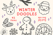 Christmas Winter Doodles | Line Art, a Seasonal Illustration by Kristina Chistiakova (Thumbnail 1 of 3)