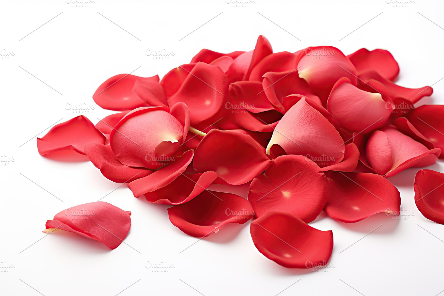 Red rose petals on white background, a Nature Photo by AlyaAnd