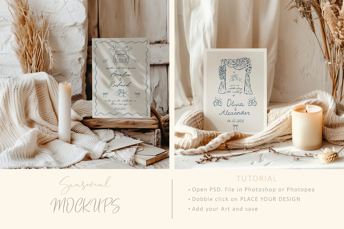 Seasonal Stationery Card Mockups., a Product Mockup by Designwork (Photo 8 of 11)