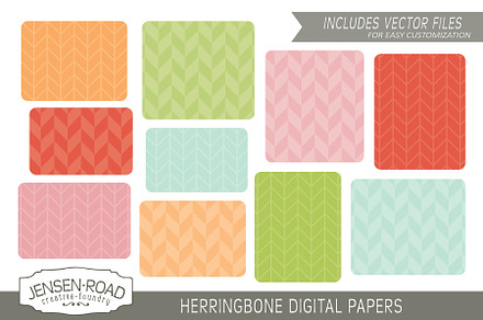 Herringbone Digital Papers & Vectors