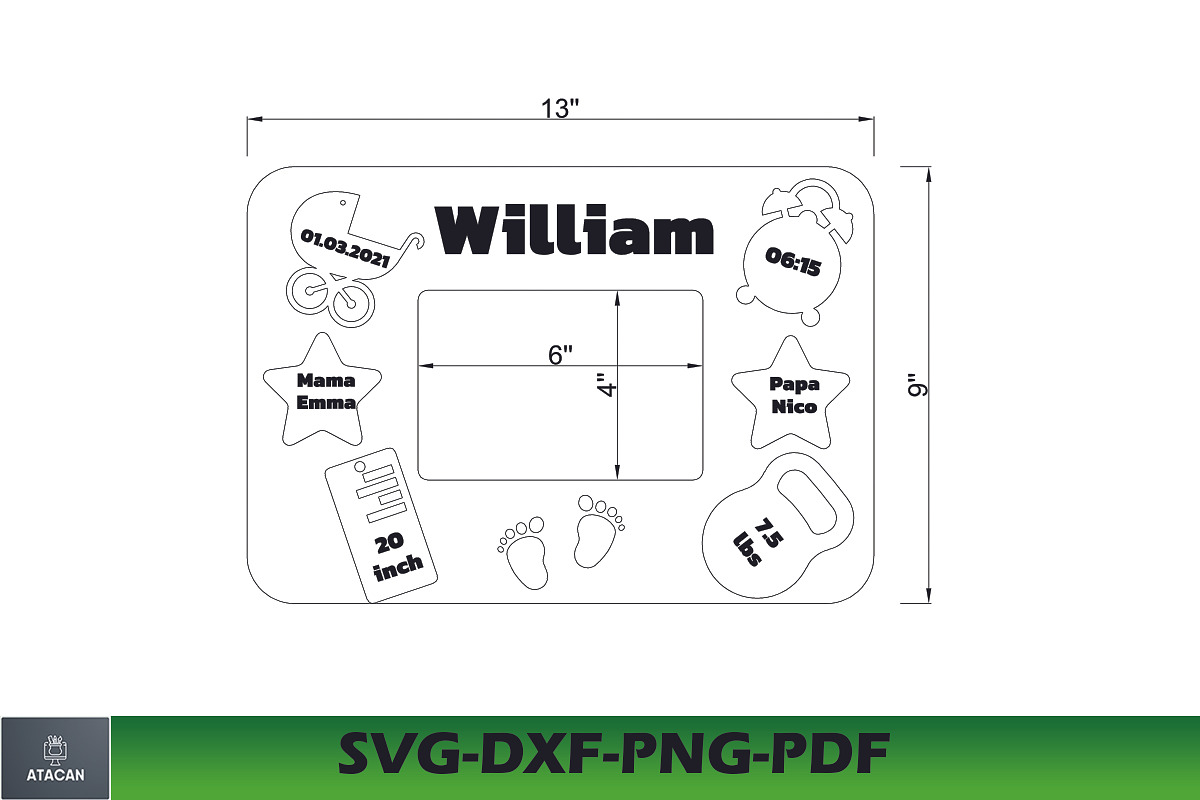 Custom Birth Details svg 291, a Graphic by AtacanDigital (Photo 3 of 3)