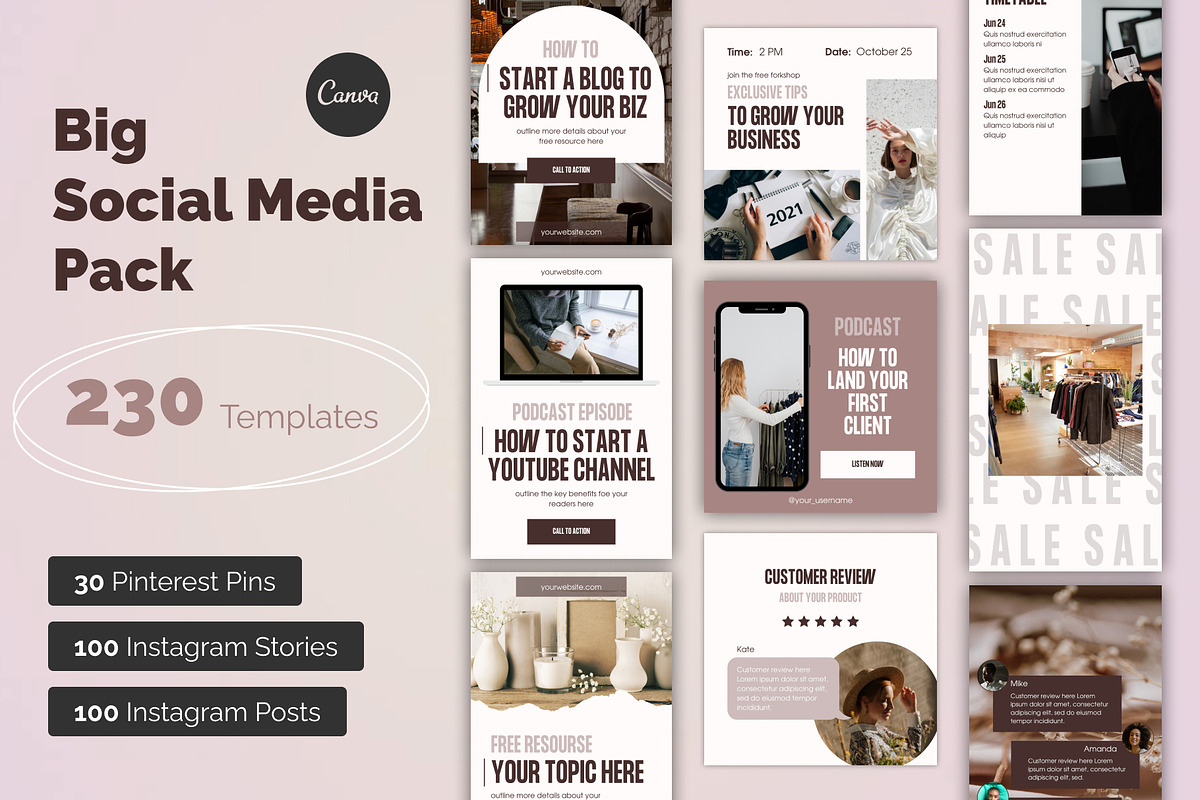 Neutral Social Media Pack Canva