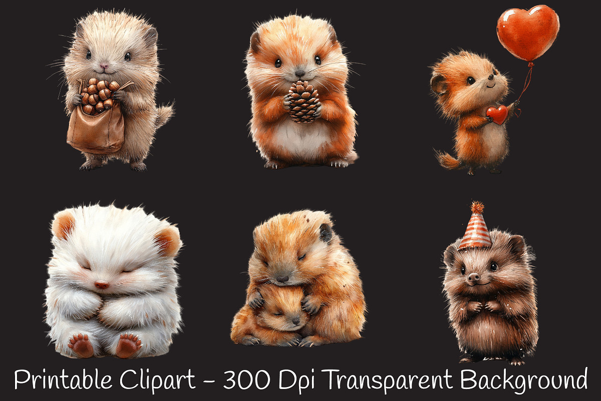 Porcupine Watercolor Cliparts, an Illustration by RobertsArt (Photo 5 of 7)