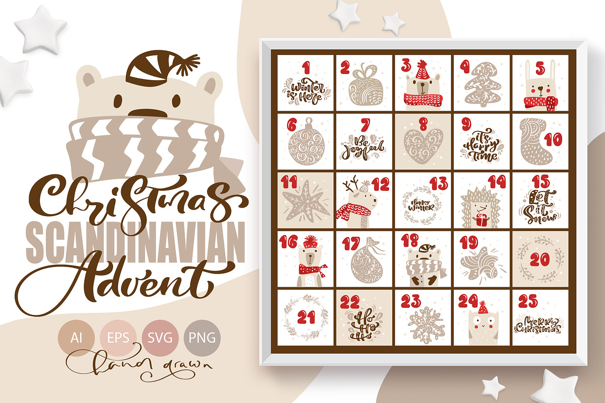 Christmas Scandinavian Advent Animal, an Object Graphic by Happy Letters (Photo 1 of 6)
