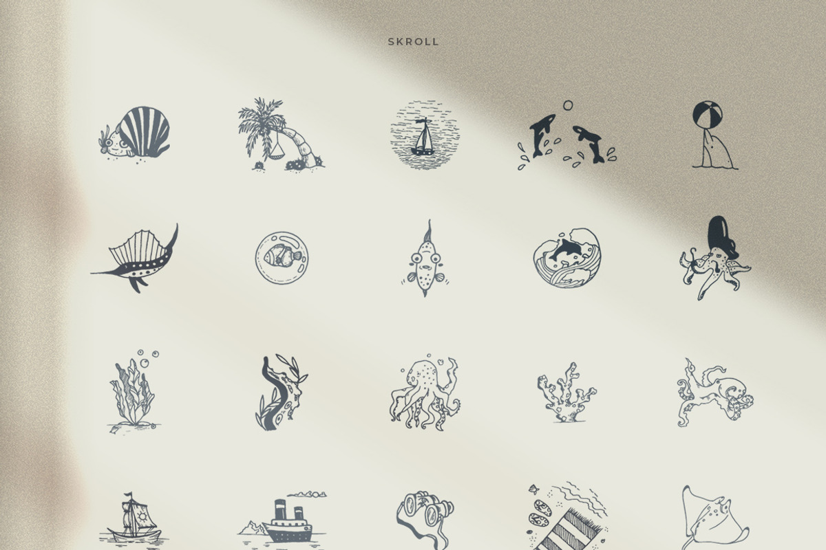 200 Hand Drawn Elements -Marine-, a Decorative Illustration by Michael Rayback Design (Photo 3 of 6)