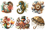Steampunk Summer Clipart Bundle, a Seasonal Illustration by DreamArtGraphic (Thumbnail 2 of 4)