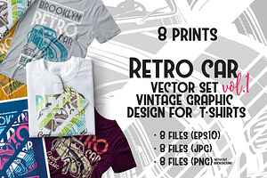 Vintage Car prints tshirt