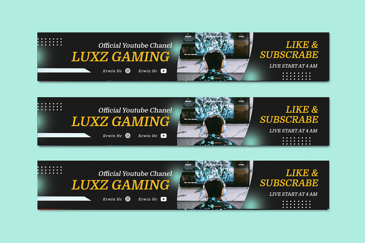 Youtube Channel Cover Gaming, a Social Media Template by Vibesteam