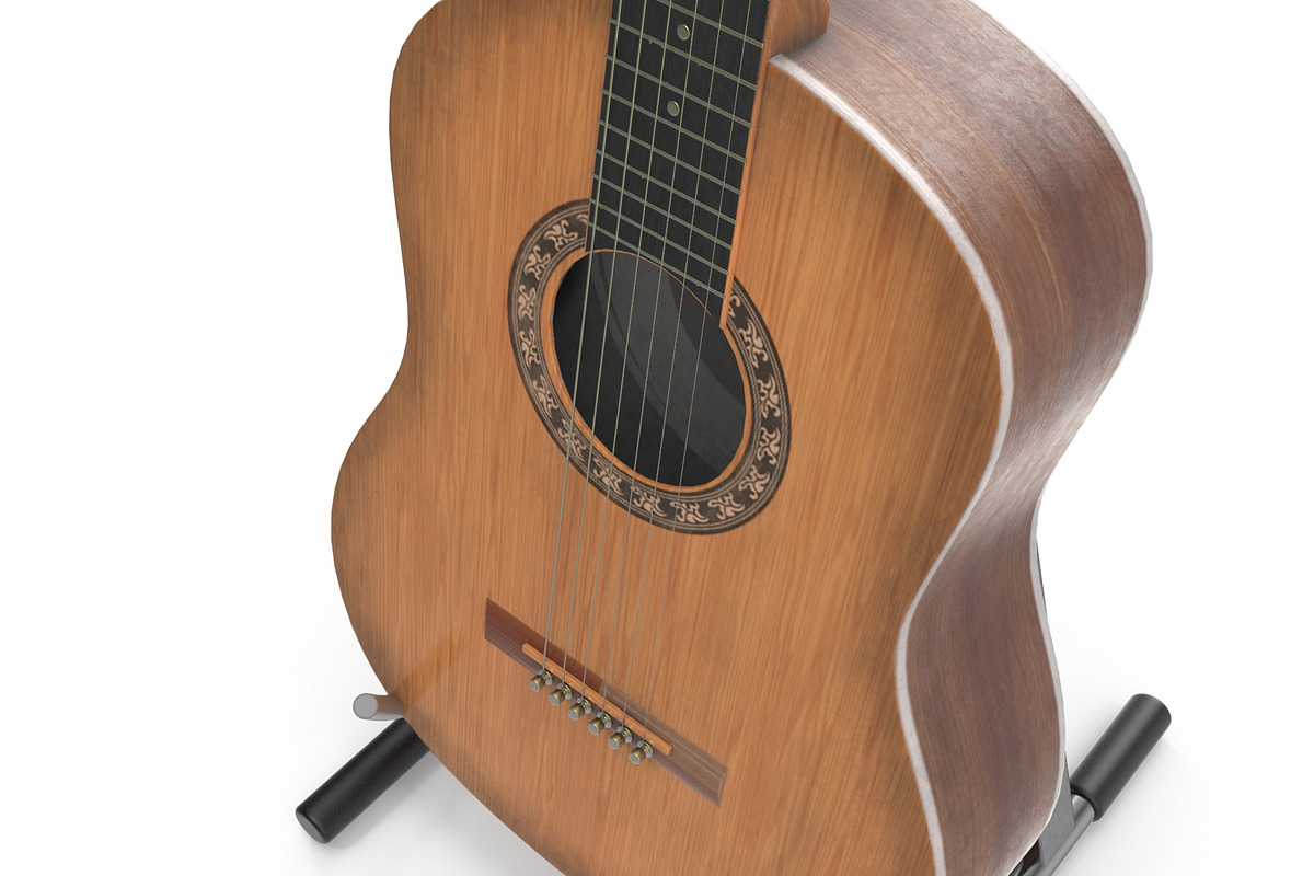 Classic Acoustic Guitar With Stand, an Object 3D Model by Tedi Permana (Photo 4 of 8)