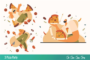 Pizza Party - Flat Illustration