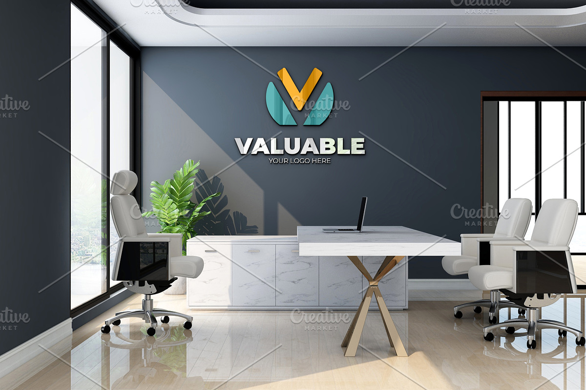 PSD Modern Office Wall Logo Mockup, an Advertising Mockup by Ayy (Photo 8 of 15)
