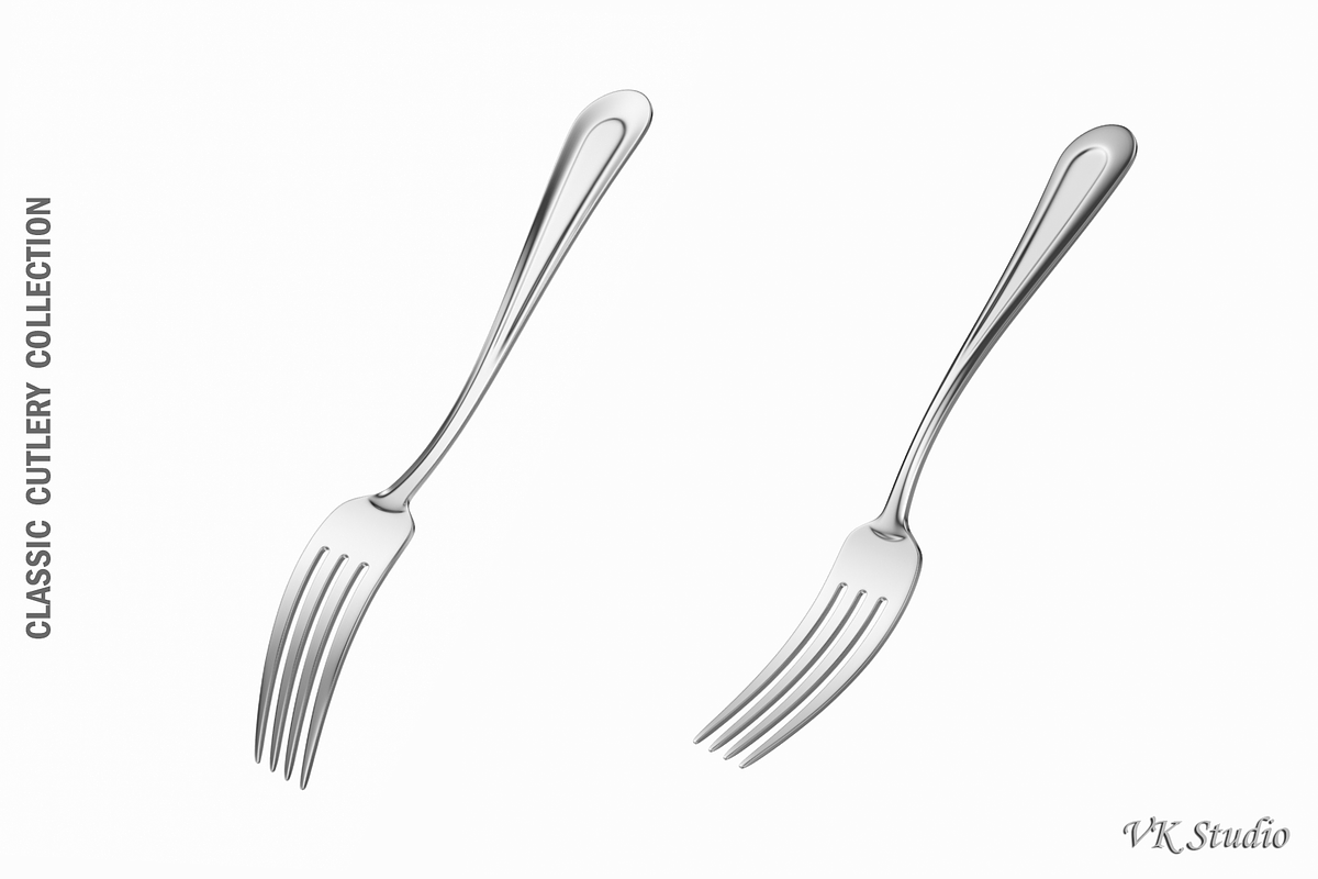 Dessert Fork 4 Tines Classic Cutlery, an Object 3D Model by VK Studio (Photo 2 of 8)