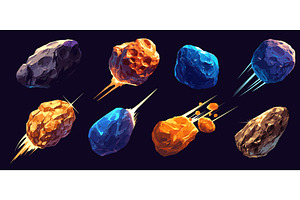 Comets cartoon set. Comet, blue, an Object Illustration by Stock-Smart-Start