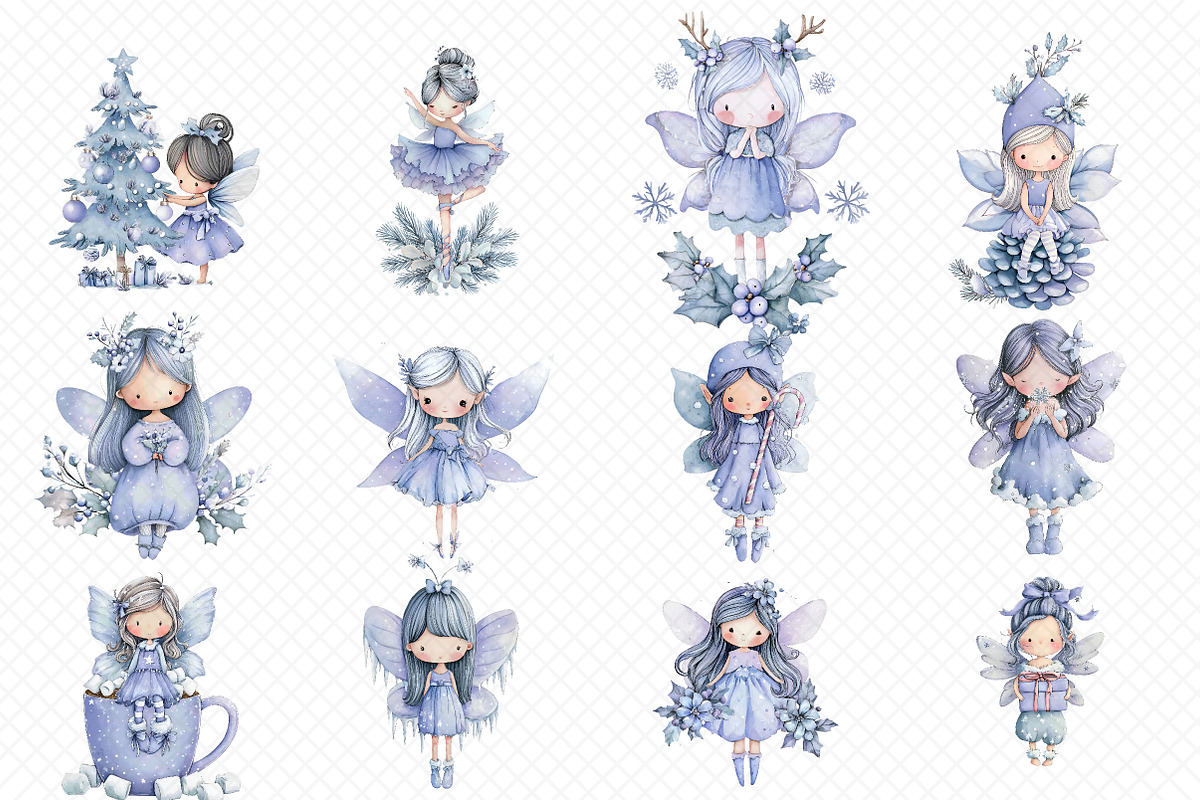 Christmas  whimsical fairy clipart, an Illustration by cherrydesign (Photo 2 of 3)