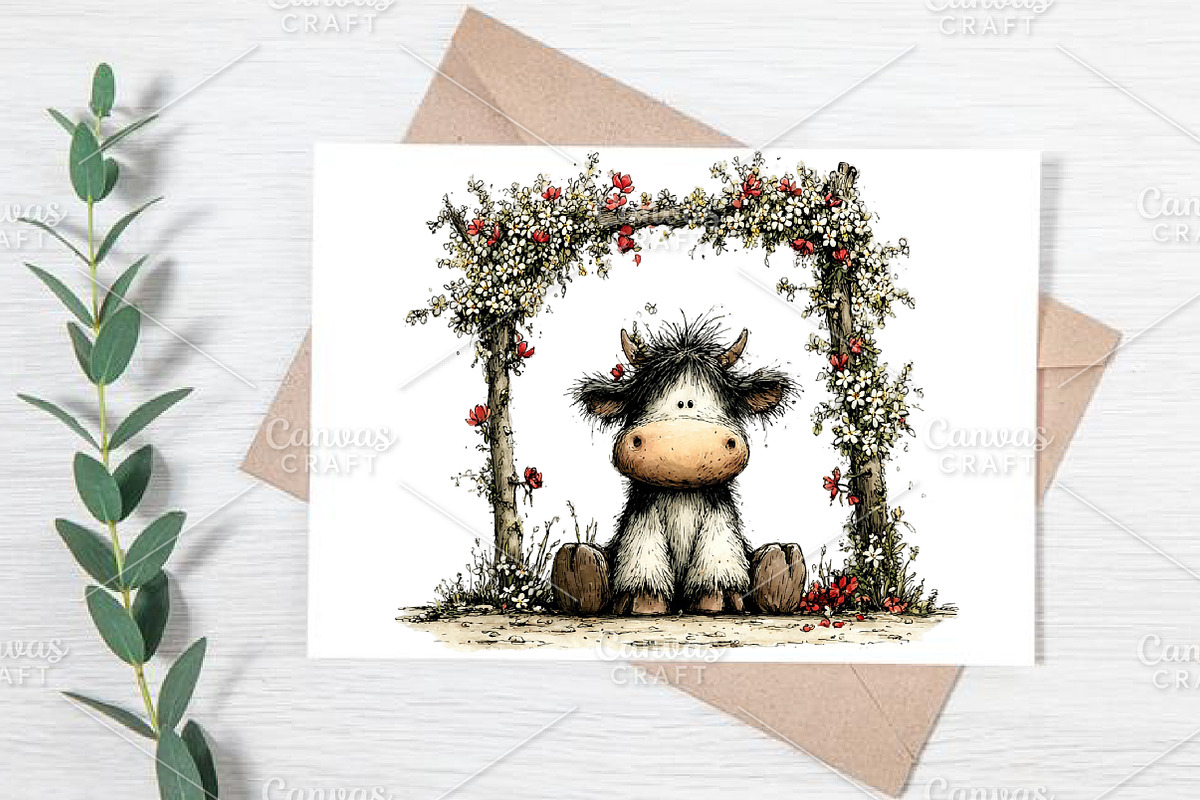 Watercolor Spring Cow Clipart Bundle, an Illustration by Canvas Craft (Photo 5 of 7)
