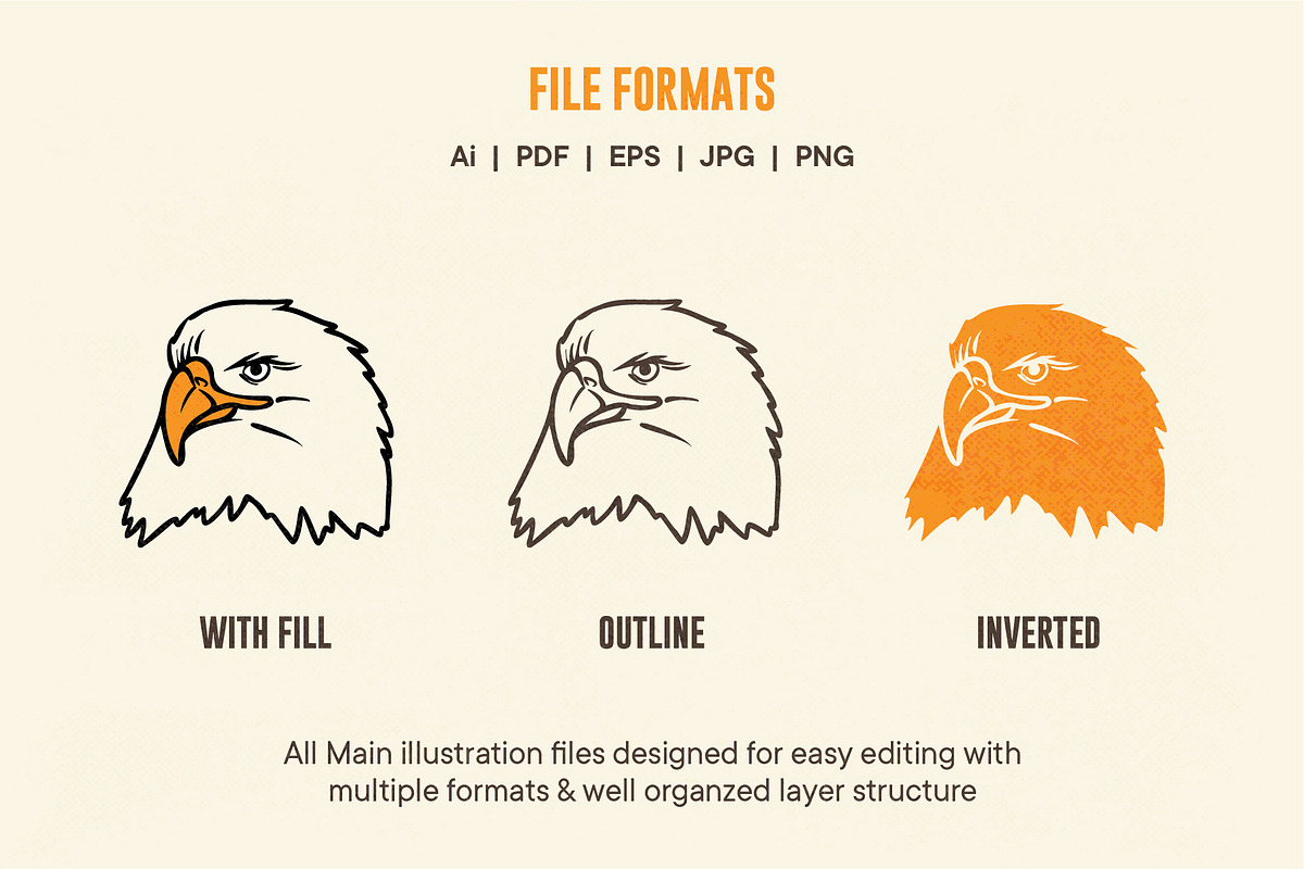 Vintage Eagle Illustrations, an Animal Illustration by ARQAM Studio (Photo 3 of 9)