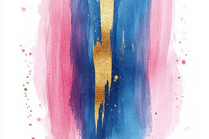 Abstract Pink Blue Gold Watercolor P, an Abstract Photo by Pixeness Studio
