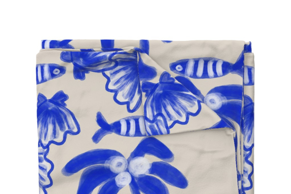 Blue white palms fishes, a Pattern Graphic by Nocito Design (Photo 5 of 8)