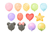Colorful Watercolor Balloons Decor, a Decorative Illustration by ArtGiftsStudio (Thumbnail 2 of 5)